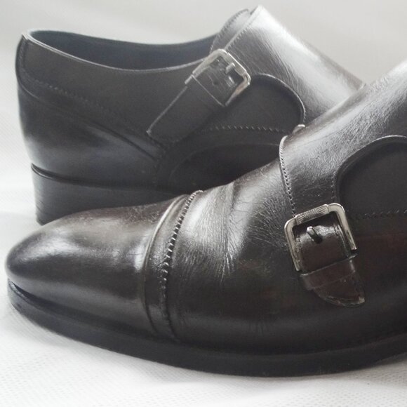 Ermenegildo Zegna ITALY Brown Leather Dress Loafer Shoes US 9.5 Double Monk main image 4